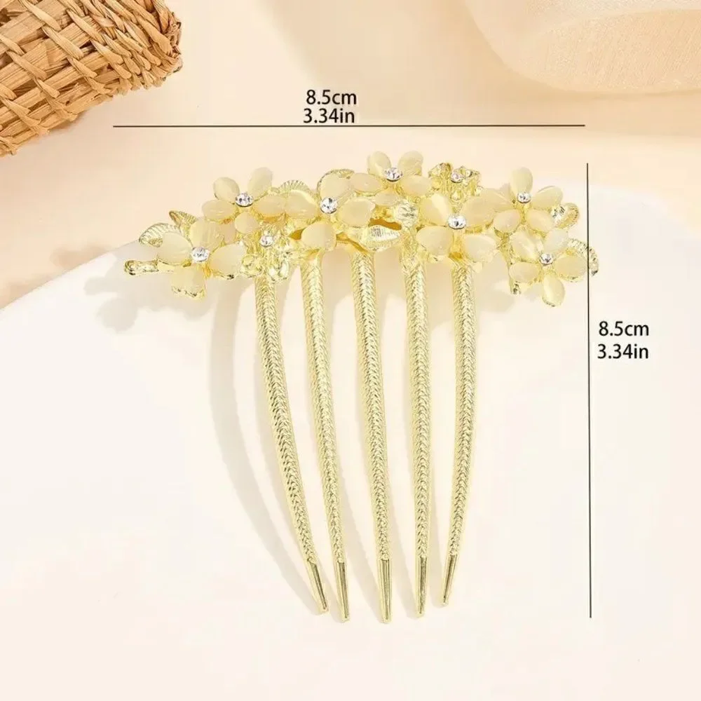 Crystal With Pearl Flowers Bridal Hair Comb For Weddings or Evening Dress